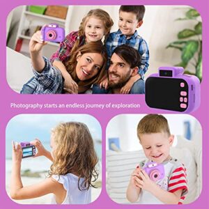 Portable Lightweight 1080P HD Children's Digital Camera, 4800 W Front and Rear,Video and Games,8xdigital Zoom,tf-Card Max 32g with Flashlight,800mah Battery,Gifts for Children (Purple)