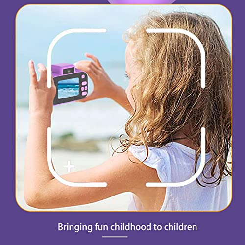 Portable Lightweight 1080P HD Children's Digital Camera, 4800 W Front and Rear,Video and Games,8xdigital Zoom,tf-Card Max 32g with Flashlight,800mah Battery,Gifts for Children (Purple)