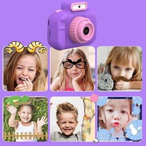 Portable Lightweight 1080P HD Children's Digital Camera, 4800 W Front and Rear,Video and Games,8xdigital Zoom,tf-Card Max 32g with Flashlight,800mah Battery,Gifts for Children (Purple)