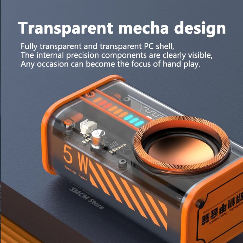 2023 Tokyo Transparent Mecha Wireless Bluetooth Speaker | Portable-Bluetooth-Speaker with LED Light, Stereo Sound, 12H Playtime | Portable Wireless Speaker for Party Beach Camping (Transparent)