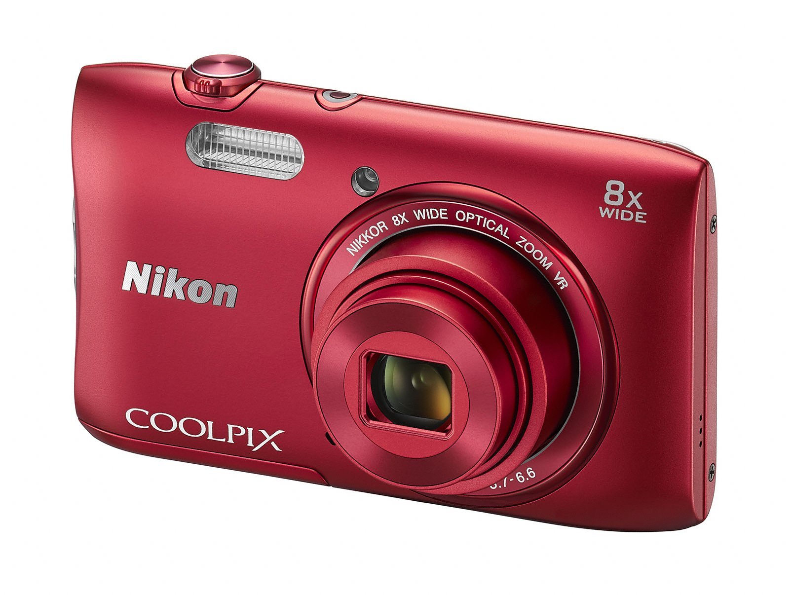 Nikon COOLPIX S3600 20.1 MP Digital Camera with 8x Zoom NIKKOR Lens and 720p HD Video (Red) (Discontinued by Manufacturer)