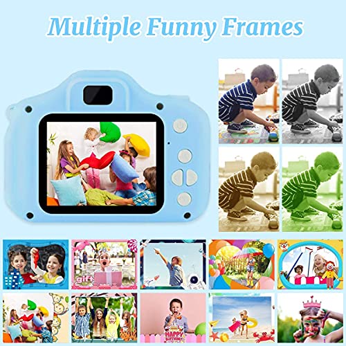 Acuvar 1080P Kids Selfie HD Compact Digital Photo and Video Rechargeable Camera Kit with 32GB TF Card & 2" LCD Screen Micro USB Charger, Lanyard. 6PC Card Holder and All in One USB Card Reader (Blue)