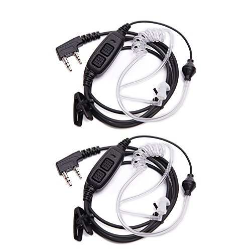 BAOFENG 2 Pin Dual PTT Covert Air Acoustic Tube Headset Earpiece UV-82 Series Two Way Radio (Including UV-82HP, UV-82X, UV-82C, UV-82,UV-82L and Many More) (2Pack)