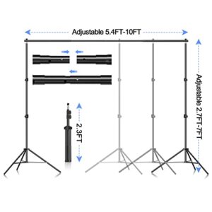 EMART Photo Video Studio Backdrop Stand Kit, 7×10ft Adjustable Photography Support System with Polyester Background(Black/White/Green Screen), Spring Clamps and Carry Bag for Photoshoot