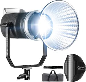 gvm 200w led video light with softbox, sd200d photography studio lighting kit with bluetooth/dmx control, 93000lux@0.5m 3200k-5600k bi-color continuous output lighting for youtube, video, filming