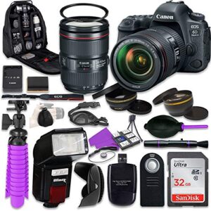 canon 6d mark ii dslr camera with canon ef 24-105mm f/4l is ii usm lens, auxiliary panoramic and telephoto lenses, 32gb memory + accessory bundle (renewed)
