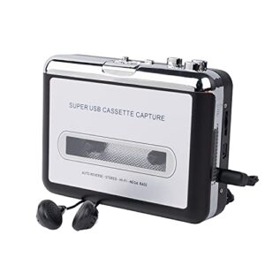 portable cassette player usb cassette tape player captures mp3 audio music, cassette to mp3 converter compatible with laptops and personal computers