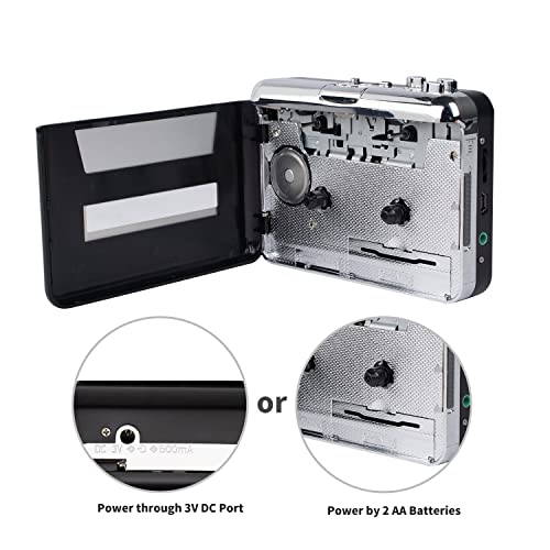 Portable Cassette Player USB Cassette Tape Player Captures Mp3 Audio Music, Cassette to Mp3 Converter Compatible with Laptops and Personal Computers