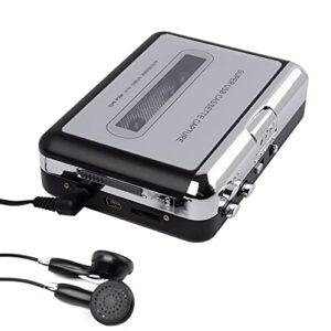 Portable Cassette Player USB Cassette Tape Player Captures Mp3 Audio Music, Cassette to Mp3 Converter Compatible with Laptops and Personal Computers