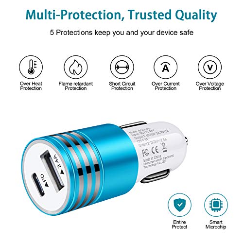 USB C Car Charger for iPhone 14 13 12 Pro Max/12 Mini 11 SE XS XR 8,30W 2-Port Fast Car Adapter Type C PD Car Plug for Samsung Galaxy S23 S22 S21 FE Ultra S20 Z Flip4 Fold4 A14 5G A13 A53 A03s A52 A32