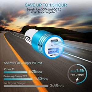 USB C Car Charger for iPhone 14 13 12 Pro Max/12 Mini 11 SE XS XR 8,30W 2-Port Fast Car Adapter Type C PD Car Plug for Samsung Galaxy S23 S22 S21 FE Ultra S20 Z Flip4 Fold4 A14 5G A13 A53 A03s A52 A32