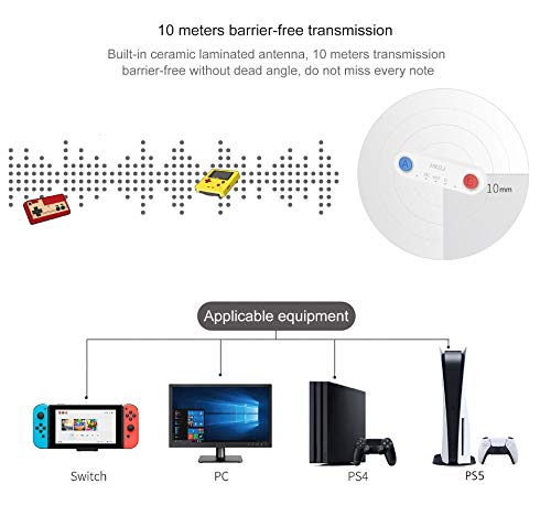 DRILI Bluetooth Adapter for Switch/Lite, Equipped with 3.5mm MIC, Support Dual Connections, Compatible with Switch/Lite, PS4, PC, Laptops