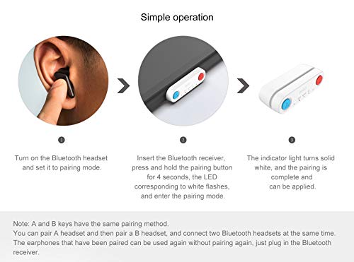 DRILI Bluetooth Adapter for Switch/Lite, Equipped with 3.5mm MIC, Support Dual Connections, Compatible with Switch/Lite, PS4, PC, Laptops