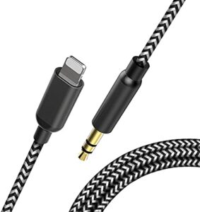 aux cord for iphone,2022 newest 3.5mm aux cable compatible with iphone 14/13/12/11/ pro/max/se/10/8/7/ plus, 8 pin , 1/8 audio auxiliary cord for car stereo, headphone, speaker, black & white, 3.3ft