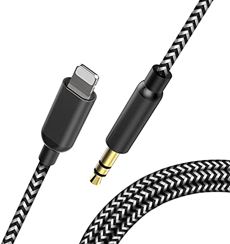 Aux Cord for iPhone,2022 Newest 3.5mm Aux Cable Compatible with iPhone 14/13/12/11/ Pro/Max/SE/10/8/7/ Plus, 8 pin , 1/8 Audio Auxiliary Cord for Car Stereo, Headphone, Speaker, Black & White, 3.3ft