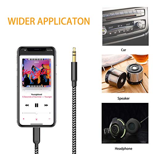 Aux Cord for iPhone,2022 Newest 3.5mm Aux Cable Compatible with iPhone 14/13/12/11/ Pro/Max/SE/10/8/7/ Plus, 8 pin , 1/8 Audio Auxiliary Cord for Car Stereo, Headphone, Speaker, Black & White, 3.3ft