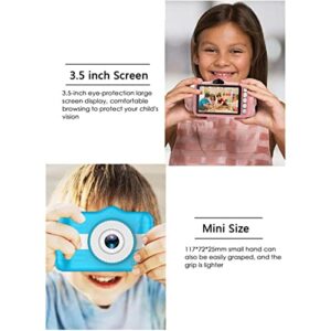 Kids Digital Camera, 3.5Inch HD Screen, Double Lens 2mp, Video 1280x720, 600mAh Rechargeable Battery, Christmas Birthday Gifts for Boys Age 3-9, Portable Toy