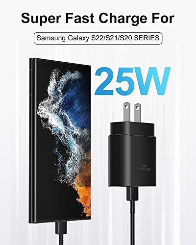 Samsung Fast Charger 25W USB C Wall Charger Super Fast Charging with Type C Charger Cable 5FT for Samsung Galaxy S23 S23Ultra S23+ S22 S22Ultra S22+ S21 S21Ultra S20 S20 Plus S10 S9 S8 Note 20/10/9/8