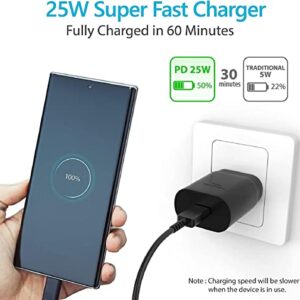 Samsung Fast Charger 25W USB C Wall Charger Super Fast Charging with Type C Charger Cable 5FT for Samsung Galaxy S23 S23Ultra S23+ S22 S22Ultra S22+ S21 S21Ultra S20 S20 Plus S10 S9 S8 Note 20/10/9/8