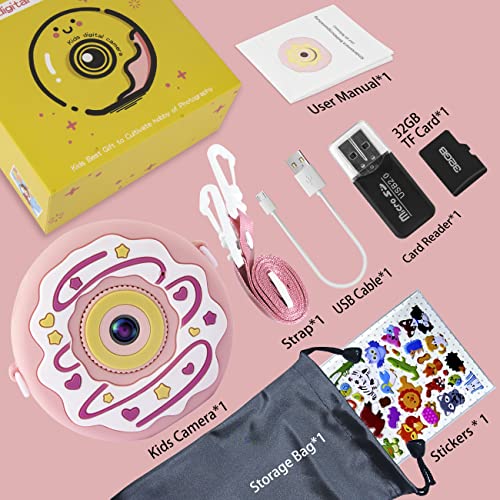 Kids Camera for Girls and Boys, Hacevida Kids Digital Camera with 1080P HD Dual Lens 8X Zoom 32GB TF Card, Toddler Camera Best Christmas Birthday Gifts for Toddler Kids 3 Years Old and Up