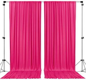ak trading co. 10 feet x 10 feet polyester backdrop drapes curtains panels with rod pockets – wedding ceremony party home window decorations – fuchsia (drape-5×10-fuchsia)