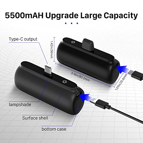 Power Bank Portable Charger 5500mAh 20Wh Ultra Compact Backup Charger,USB C Mini Small Fast Charging Power Bank Battery Pack,for Type C Android Phones Samsung Galaxy S21,Note 20,LG,Google Pixel, etc