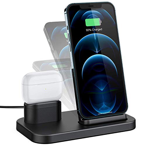 BEACOO Angle Adjustable Wireless Charger, 2 in 1 Wireless Charging Station for iPhone and AirPods, Charging Dock for AirPods Pro/2/1, 7.5W Qi Fast Charger for iPhone 14/13/12/11 Pro Max/Xr/XS Max/X