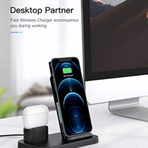 BEACOO Angle Adjustable Wireless Charger, 2 in 1 Wireless Charging Station for iPhone and AirPods, Charging Dock for AirPods Pro/2/1, 7.5W Qi Fast Charger for iPhone 14/13/12/11 Pro Max/Xr/XS Max/X