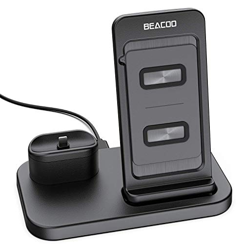 BEACOO Angle Adjustable Wireless Charger, 2 in 1 Wireless Charging Station for iPhone and AirPods, Charging Dock for AirPods Pro/2/1, 7.5W Qi Fast Charger for iPhone 14/13/12/11 Pro Max/Xr/XS Max/X