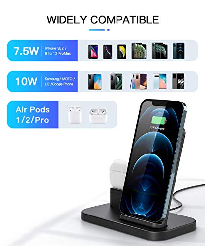 BEACOO Angle Adjustable Wireless Charger, 2 in 1 Wireless Charging Station for iPhone and AirPods, Charging Dock for AirPods Pro/2/1, 7.5W Qi Fast Charger for iPhone 14/13/12/11 Pro Max/Xr/XS Max/X