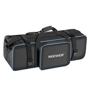 neewer photo studio equipment 30″x10″x10″/77x25x25cm centimeters large carrying case with strap for tripod, light stand, photo lighting bundle kit, padded compartments, big cushion storage(black/blue)