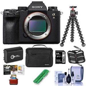 Sony Alpha a9 II Mirrorless Digital Camera Body - Bundle with Camera Case, Joby GorillaPod 3K Kit Black, Spare Battery, 64GB SDXC Card, Cleaning Kit, Memory Wallet, Card Reader, Mac Software Package