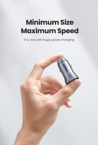 UGREEN USB C Car Charger, PD 20W & QC18W Fast Car Charger Adapter, Dual Port Mini USB Car Charger Compatible with iPhone 14/13/12/11/X/8, iPad, Galaxy S23/S22/S21/S20/Note 20, Google Pixel, LG