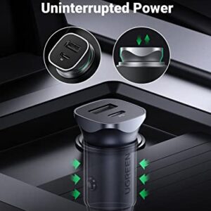 UGREEN USB C Car Charger, PD 20W & QC18W Fast Car Charger Adapter, Dual Port Mini USB Car Charger Compatible with iPhone 14/13/12/11/X/8, iPad, Galaxy S23/S22/S21/S20/Note 20, Google Pixel, LG