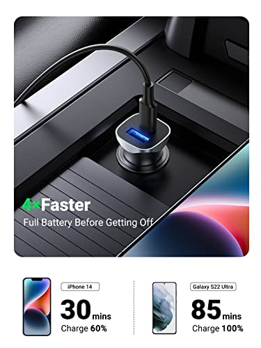 UGREEN USB C Car Charger, PD 20W & QC18W Fast Car Charger Adapter, Dual Port Mini USB Car Charger Compatible with iPhone 14/13/12/11/X/8, iPad, Galaxy S23/S22/S21/S20/Note 20, Google Pixel, LG