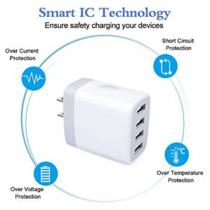 Multiple USB Wall Charger, HOOTEK 2Pack 4-Multi Port USB Charger Cube 4.8A Fast Charging Block Plug Box for iPhone 14 13 12 Pro Max 11 XS X 8 7 Plus, Samsung Galaxy S22 Ultra S21 S20 S10 S9 S8 Note 20