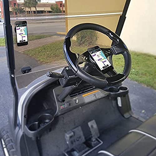SafeVuu Universal Phone Holder | Steering Wheel Turns - Phone Does Not - Hook & Loop Attachment - Drive Hands Free – for GPS, Speaker Phone, Video Chat & Ideal for Trucks - Golf Carts