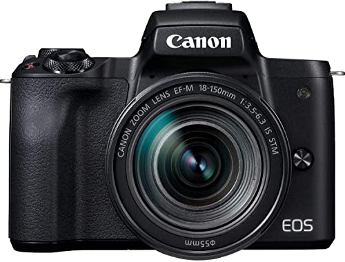 Canon EOS M50 Mark II Mirrorless Camera with EF-M 18-150mm is STM Lens (4728C001) EF-M 11-22mm f/4-5.6 is STM Lens (7568B002) + 4K Monitor + Rode VideoMic + 2 x 64GB Card + More (Renewed)