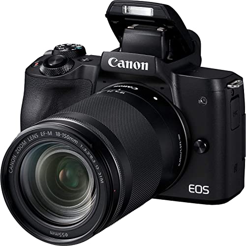 Canon EOS M50 Mark II Mirrorless Camera with EF-M 18-150mm is STM Lens (4728C001) EF-M 11-22mm f/4-5.6 is STM Lens (7568B002) + 4K Monitor + Rode VideoMic + 2 x 64GB Card + More (Renewed)