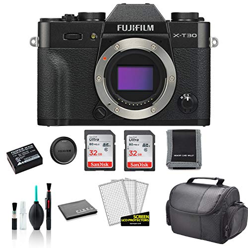 Fujifilm X-T30 Mirrorless Digital Camera (Body - Black) 16619011 Bundled with 2X 32GB Sandisk Memory Cards + More