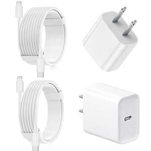 fast charger for iphone【apple mfi certified】 20w usb c wall charger with 6.6ft fast charging cable portable phone charger compatible with iphone 14/14 pro max/13/13pro/12/12 pro/11,ipad,2 pack, white