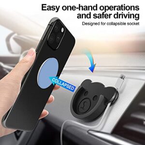 TOPGO Socket Car Mount for Phone Holder Cute Bear Style Silicone Grip Stand with Phone line Clasp for Collapsible Socket User Used on Dashboard, Home, Office, Kitchen, Desk, Wall (Black) 3 Pack