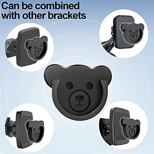 TOPGO Socket Car Mount for Phone Holder Cute Bear Style Silicone Grip Stand with Phone line Clasp for Collapsible Socket User Used on Dashboard, Home, Office, Kitchen, Desk, Wall (Black) 3 Pack