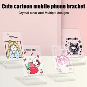 Cute Cartoon Cell Phone Stand for Desk Clear with Kawaii Cat Pattern Design Phone Stand Holder Accessories for Women Girls Kid,Compatible with iPad,iPhone,Mobile Phone,Samsung,Switch