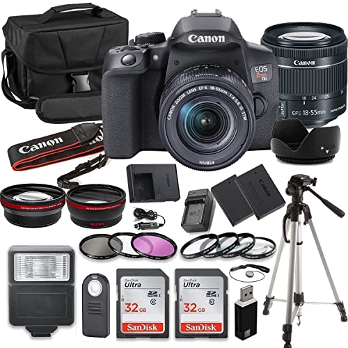 Paging Zone Rebel T8i DSLR Camera Bundle with EF-S 18-55mm f/4-5.6 is STM Lens + 2pc SanDisk 32GB Memory Cards Professional Kit