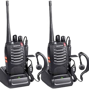 Baofeng BF-888S Ham Two Way Radio, Walkie Talkie with Rechargeable Battery Headphone Wall Charger Long Range 16 Channels (2 Pack)