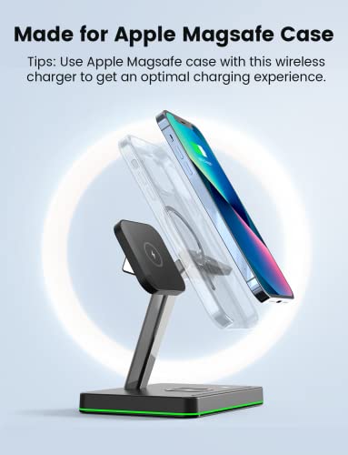 Wireless Charger for MagSafe, 3 in 1 Charging Station for Apple, Magnetic Wireless Charging Stand for iPhone 14/13/12 Series, iWatch 8/SE/7/6/3, AirPods 2/3/Pro/Pro 2