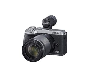 canon mirrorless camera [eos m6 mark ii] for vlogging + ef-m 18-150mm lens + evf kit|cmos (aps-c) sensor| dual pixel cmos auto focus| wi-fi |bluetooth| 4k video, silver