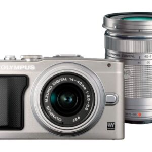 Olympus E-PL5 Interchangeable Lens Digital Camera Double Zoom Kit (Silver) E-PL5 DZKIT - Internatinoal Version (No Warranty)