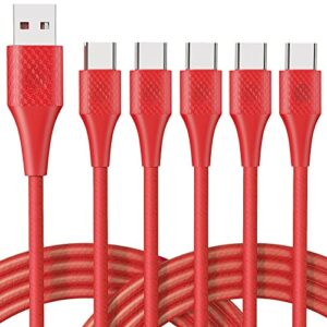 long usb type c charger cable fast charging 6ft, 5pack android usb-a to usb-c fast phone charging cord for samsung galaxy s20 s10 s10e s9 s8 plus note 10 9 8,z flip,lg v50 v40 v30 v20
